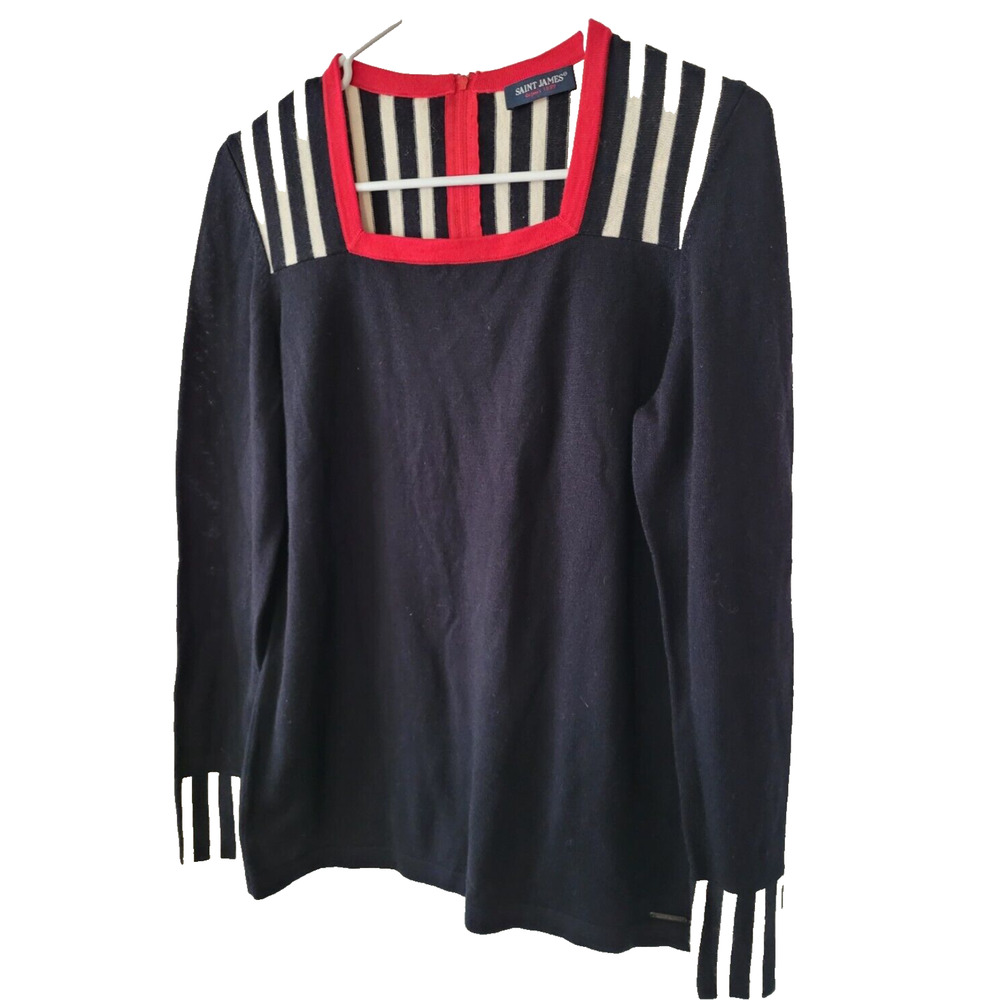 Saint James Striped Wool SZ 6 Black White Stripe Breton French Fisherman Depuis